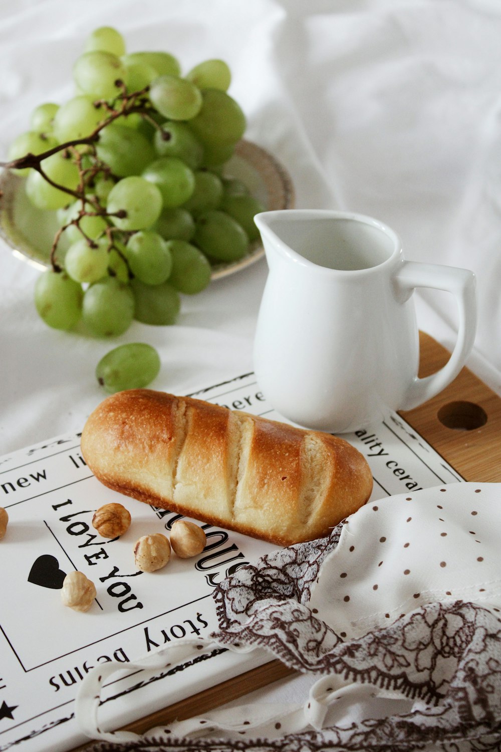 bread on white ceramic plate