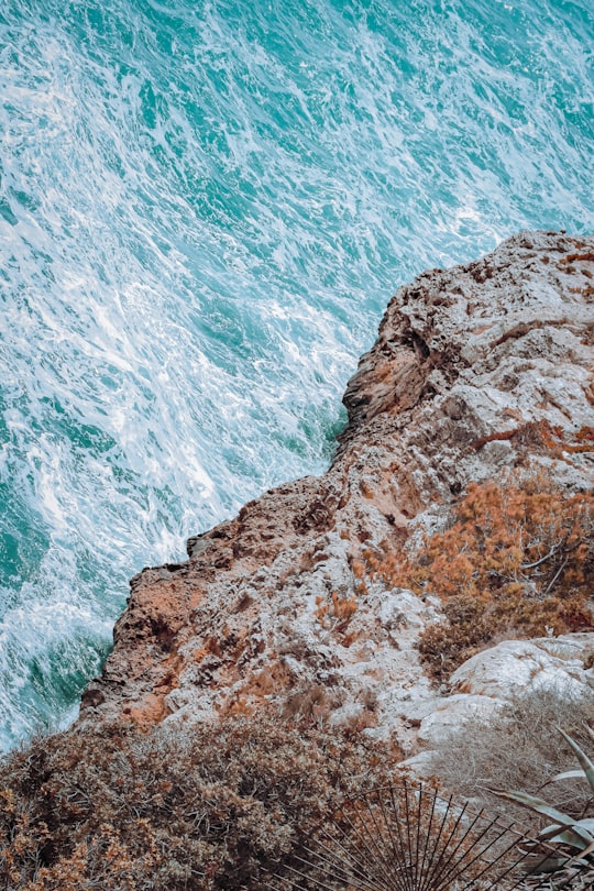 brown rocky mountain beside blue sea during daytime in Torrevieja Spain