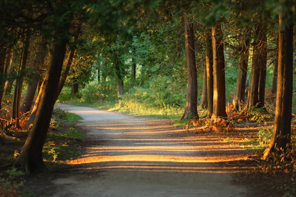Tree-lined walking path, representative photo — not the actual Chantilly Park