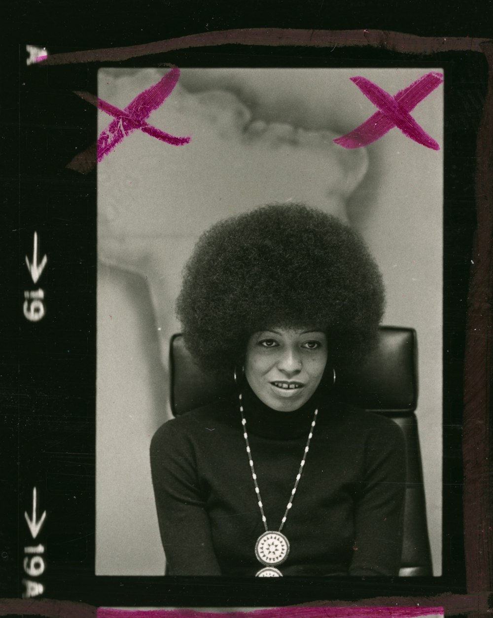 Angela Davis, half-length portrait