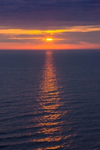body of water during sunset