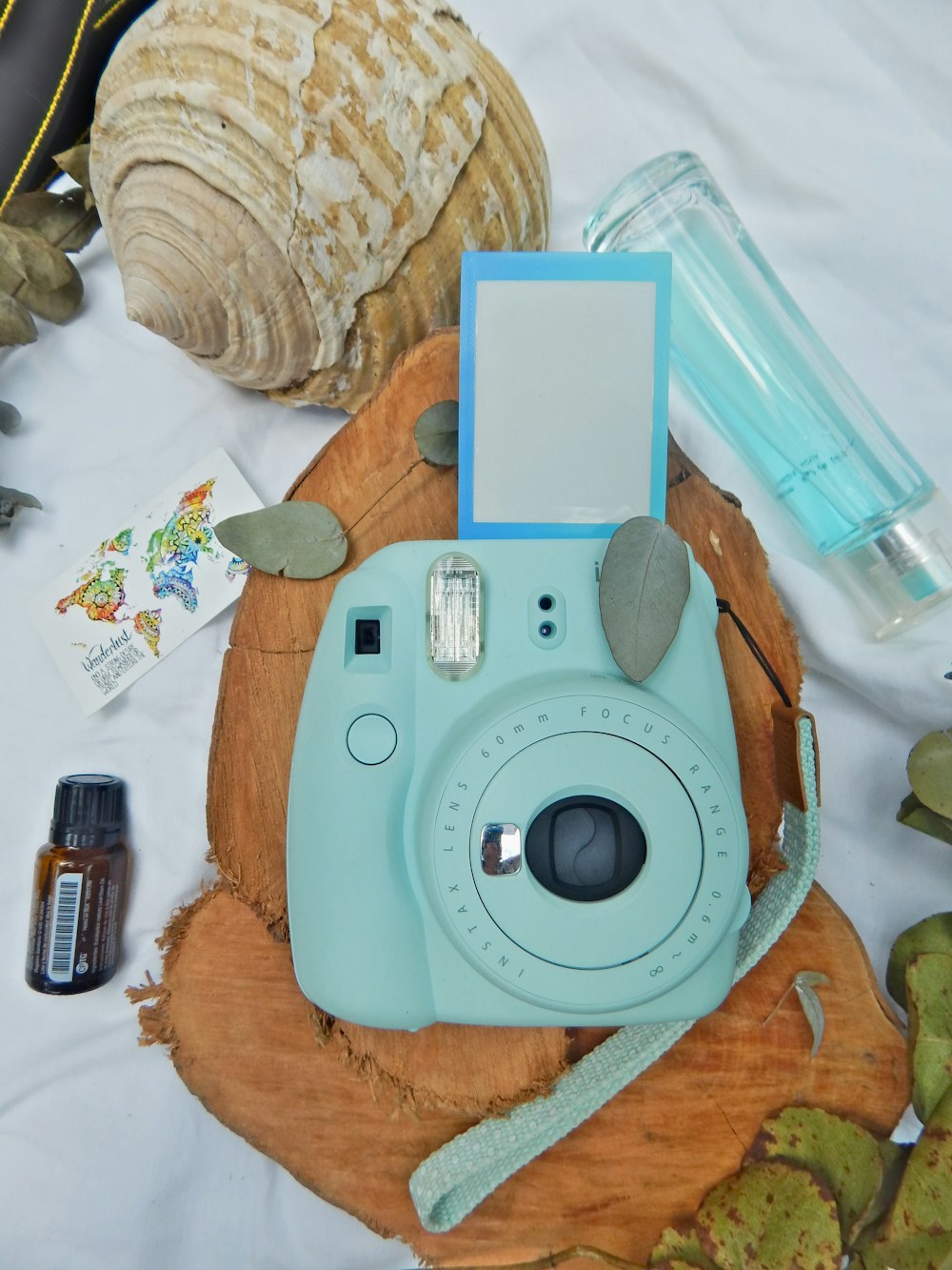 white and brown camera on brown wooden table