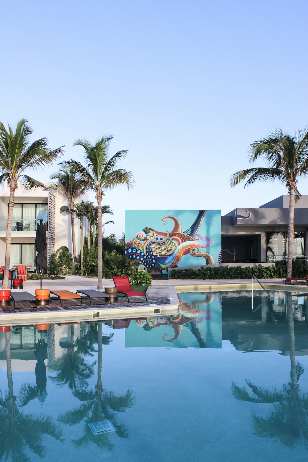 swimming pool near palm trees during daytime