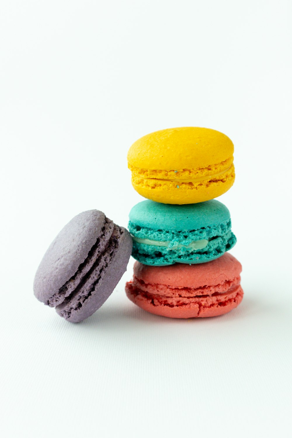 3 yellow pink and green macaroons