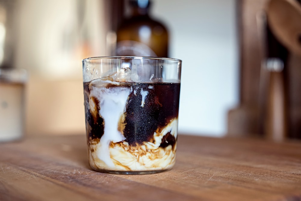 ice cream in clear drinking glass