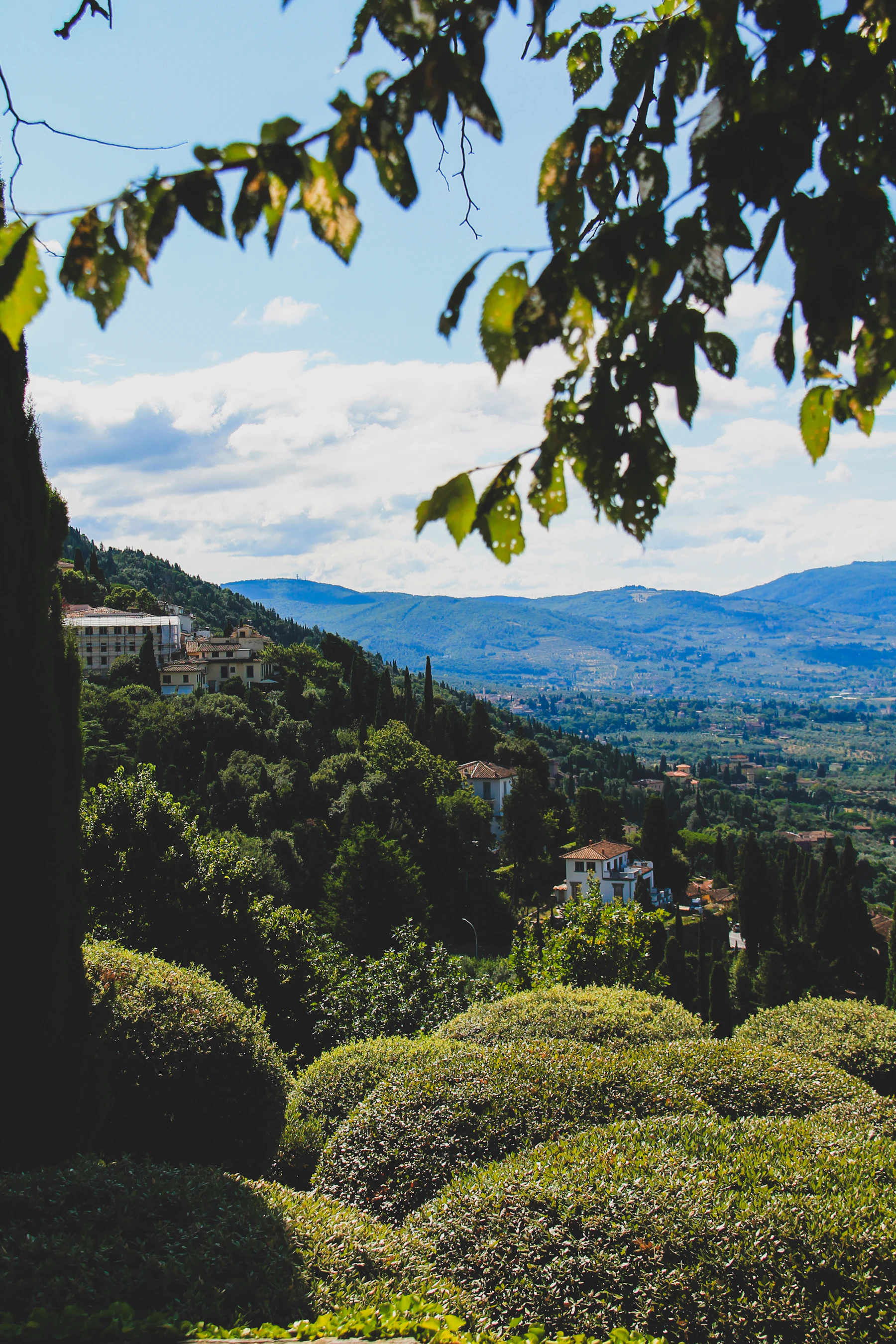 Panoramic view from the hills of Fiesole toward Florence and the Tuscan landscape