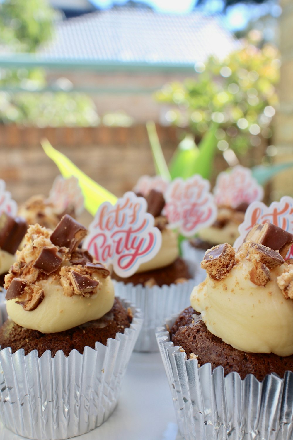 cupcakes on white ceramic tray