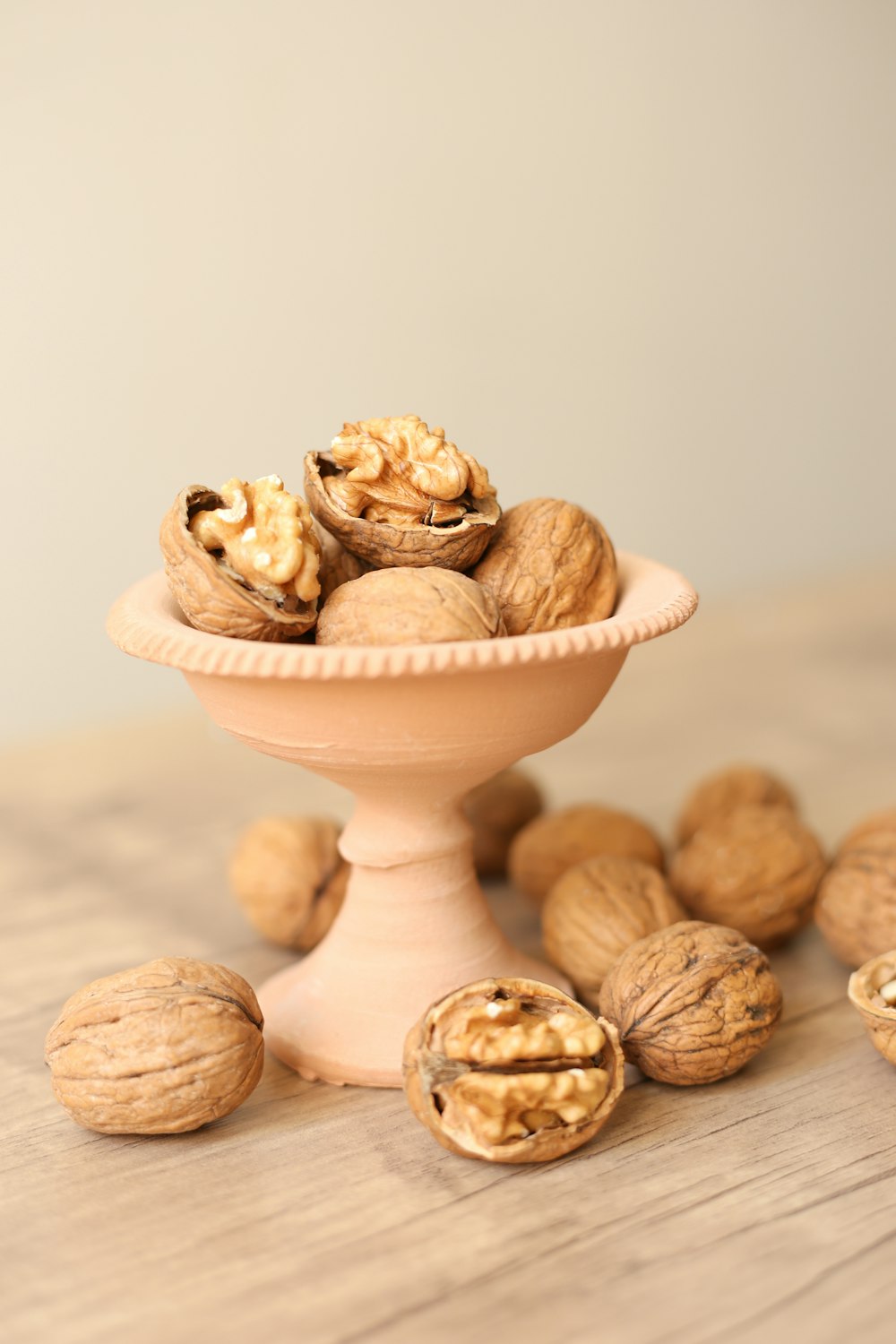 Bol en céramique blanche avec champignons bruns et blancs