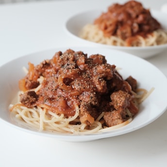 pasta dish on white ceramic plate