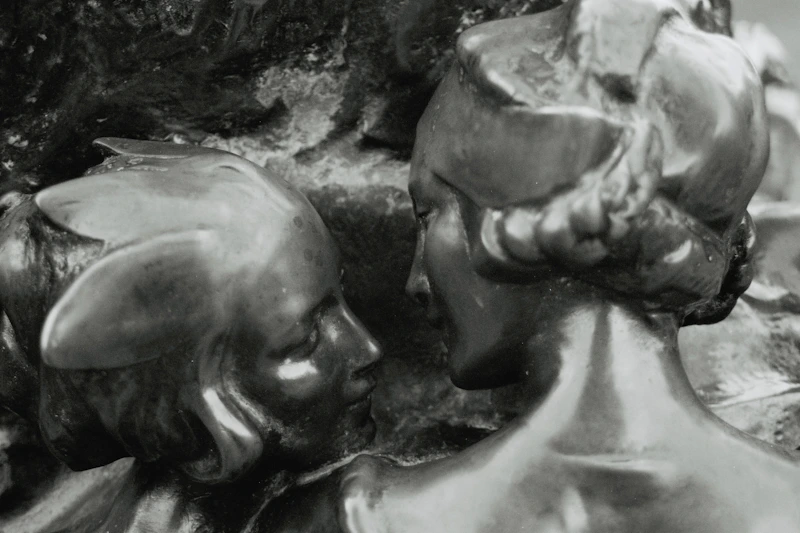 Couple embracing with dramatic lighting