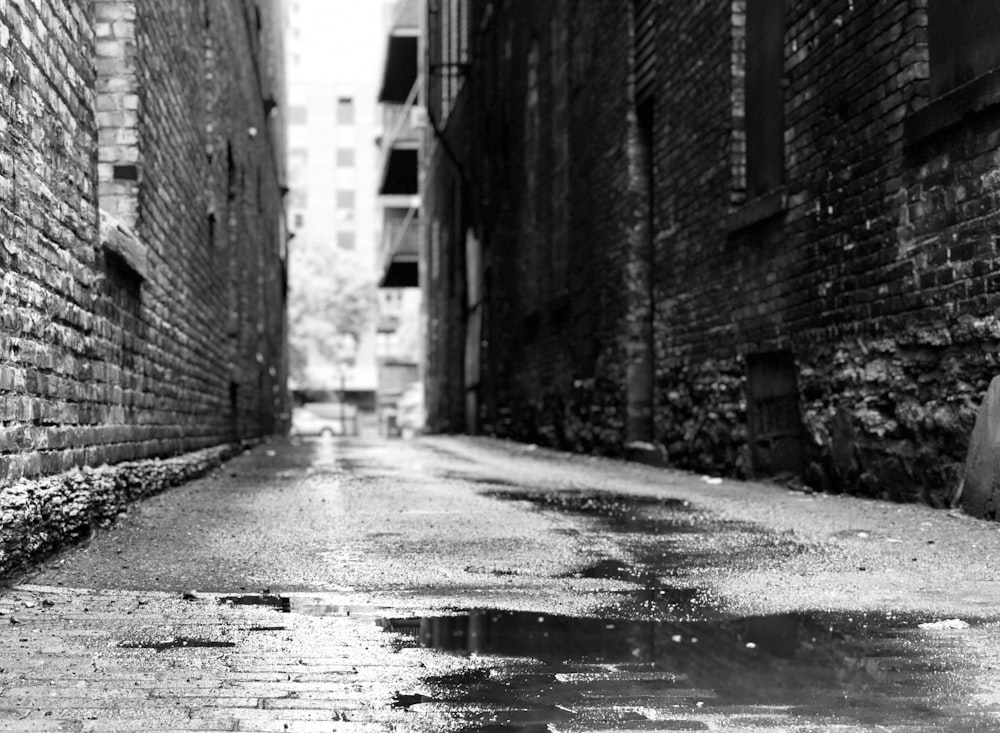 grayscale photo of empty street