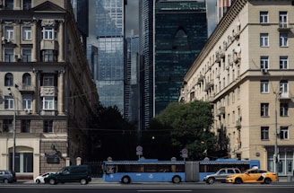 An urban scene featuring vehicles for investment in Azerbaijan.