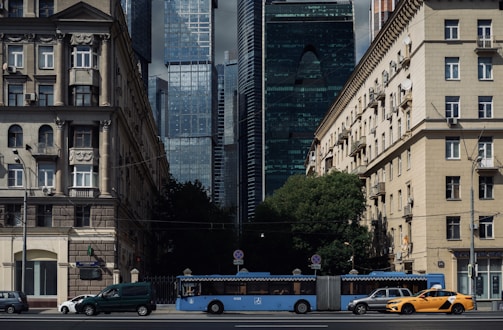 An urban scene featuring vehicles for investment in Azerbaijan.