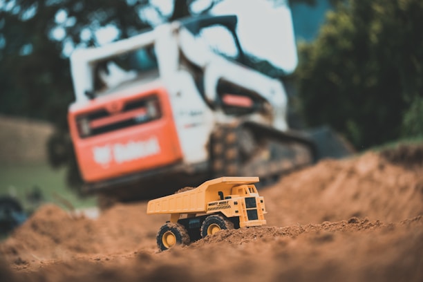 red and white truck toy
