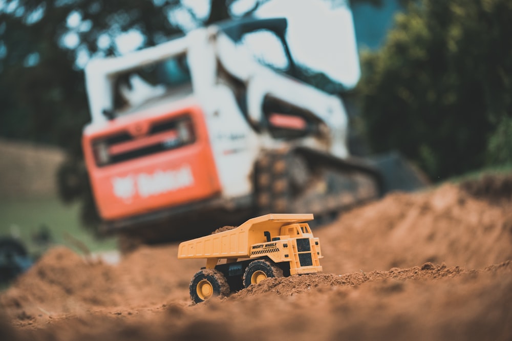 red and white truck toy