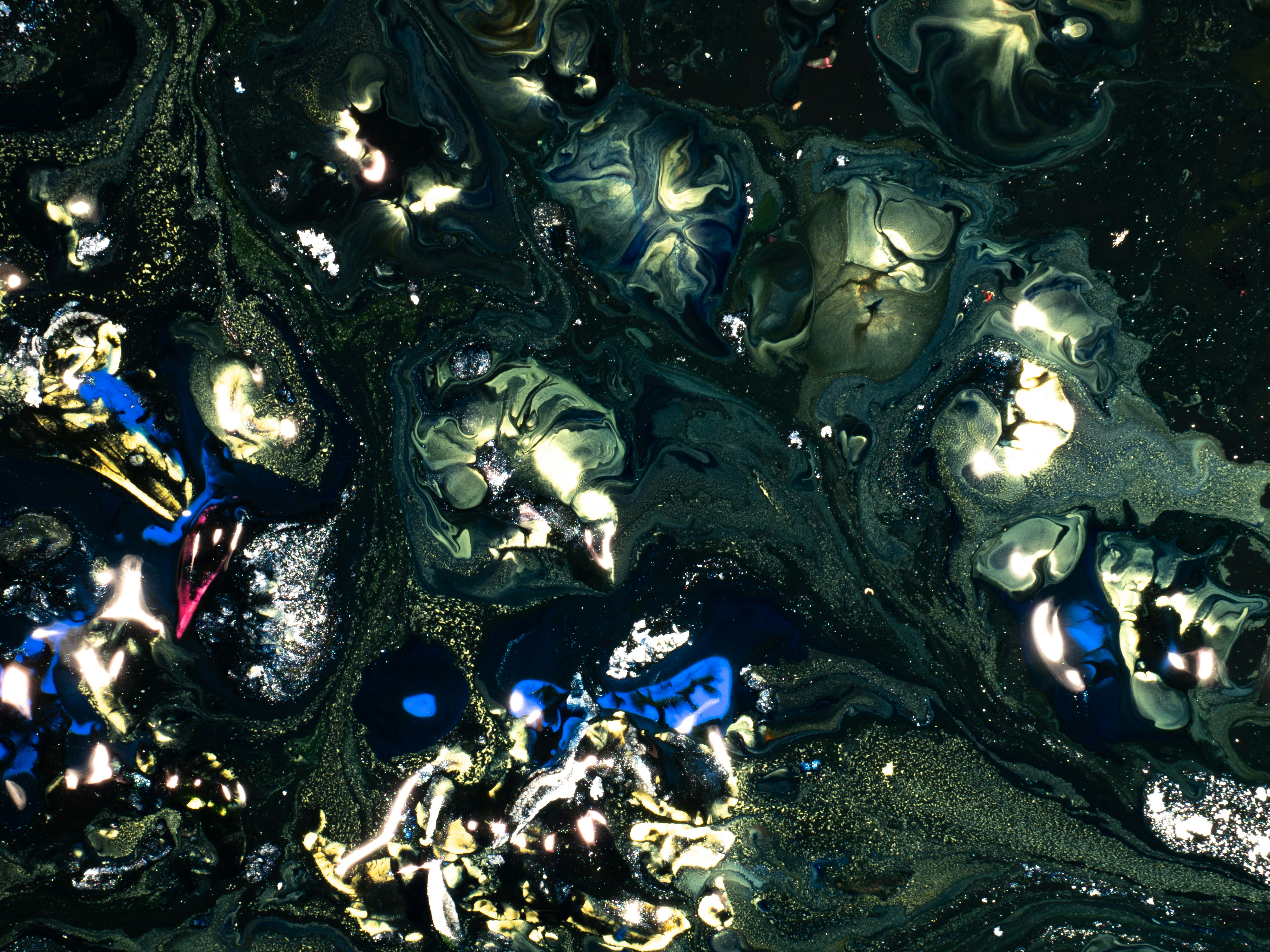 blue white and black abstract painting