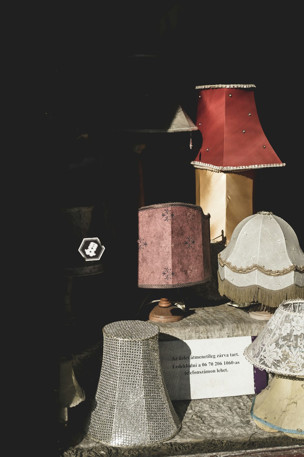 red and white table lamp