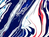 blue white and red abstract painting