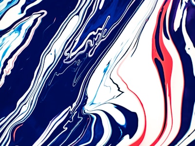 blue white and red abstract painting