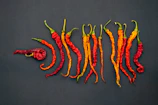 Colorful assortment of dried chili peppers arranged on a textured cloth.