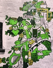 A vibrant map of Ireland dotted with colorful business icons.