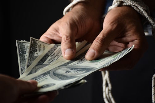 person holding 100 us dollar bill