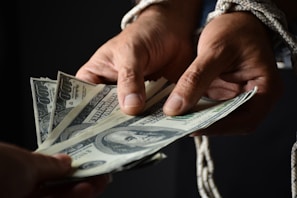 person holding 100 us dollar bill