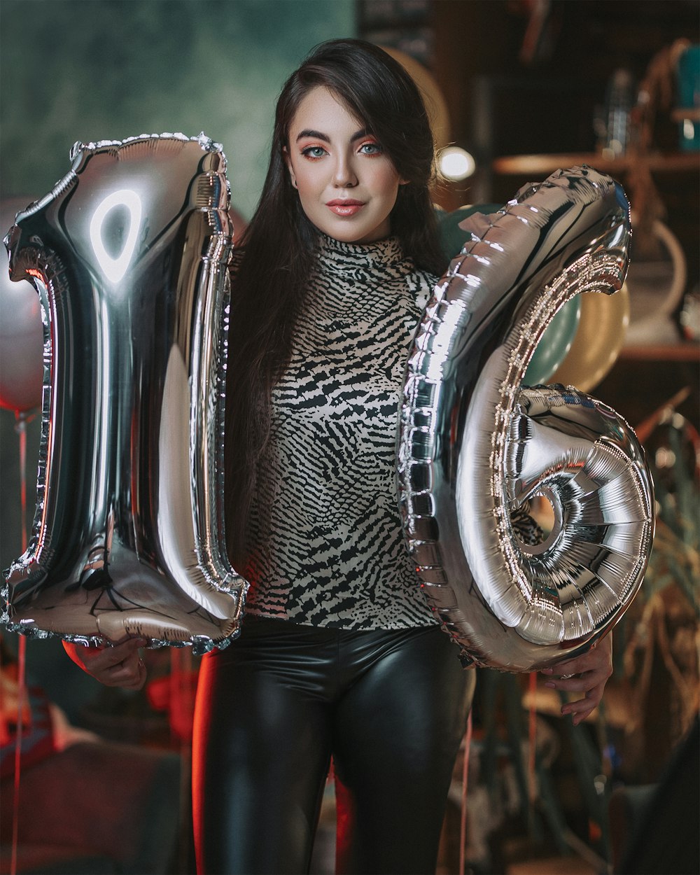 woman in black leather jacket