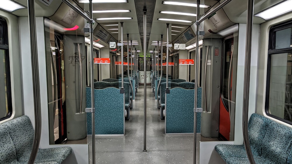 blue and gray bus seats