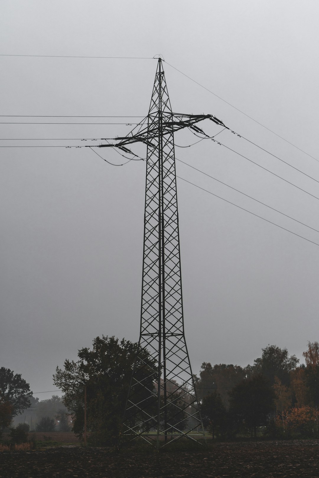 black electric post under gray sky