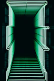 black and white tunnel with white metal railings