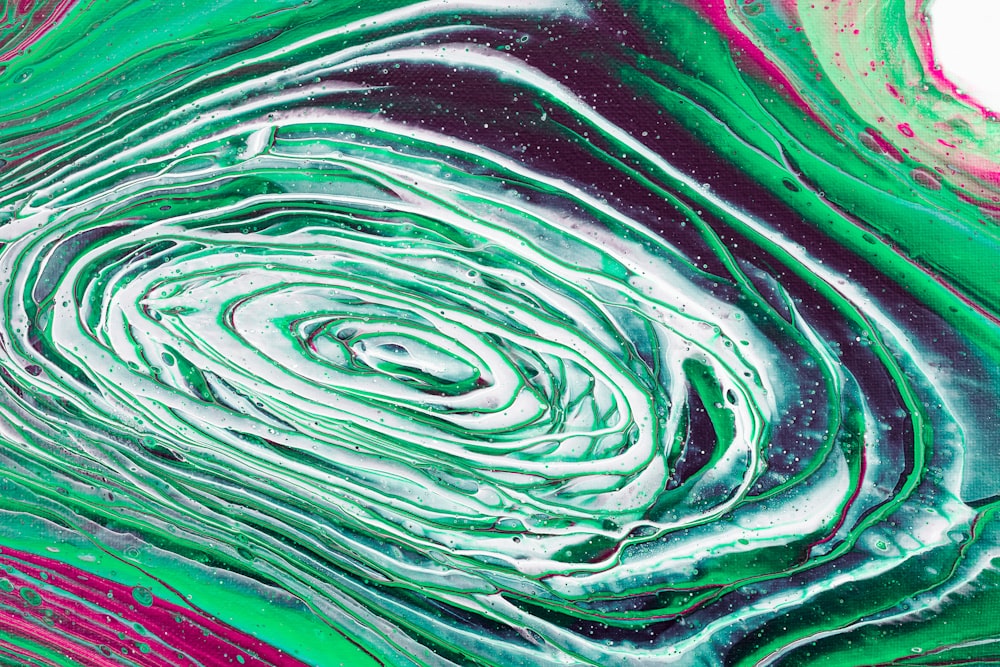 green and red abstract painting