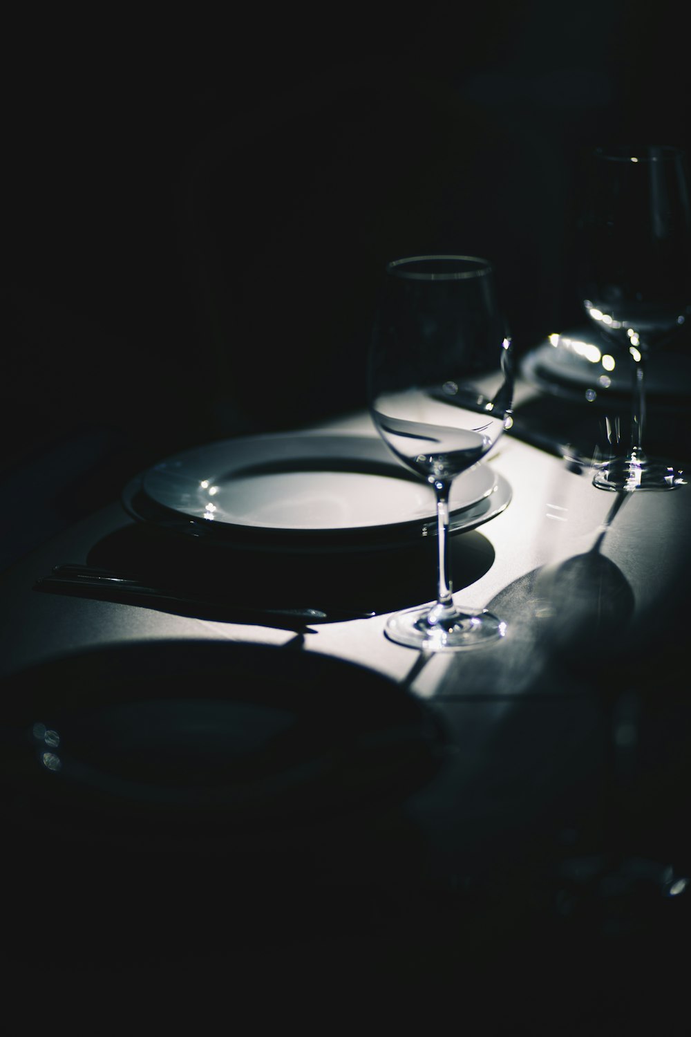 clear wine glass on table