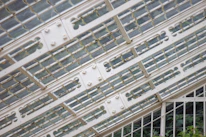 Close-up of a sleek aluminum veranda frame with integrated lighting and smart home features.