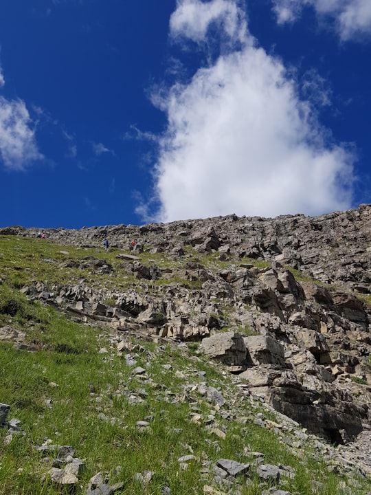 rocky mountain under blue sky during daytime in Alberta Canada