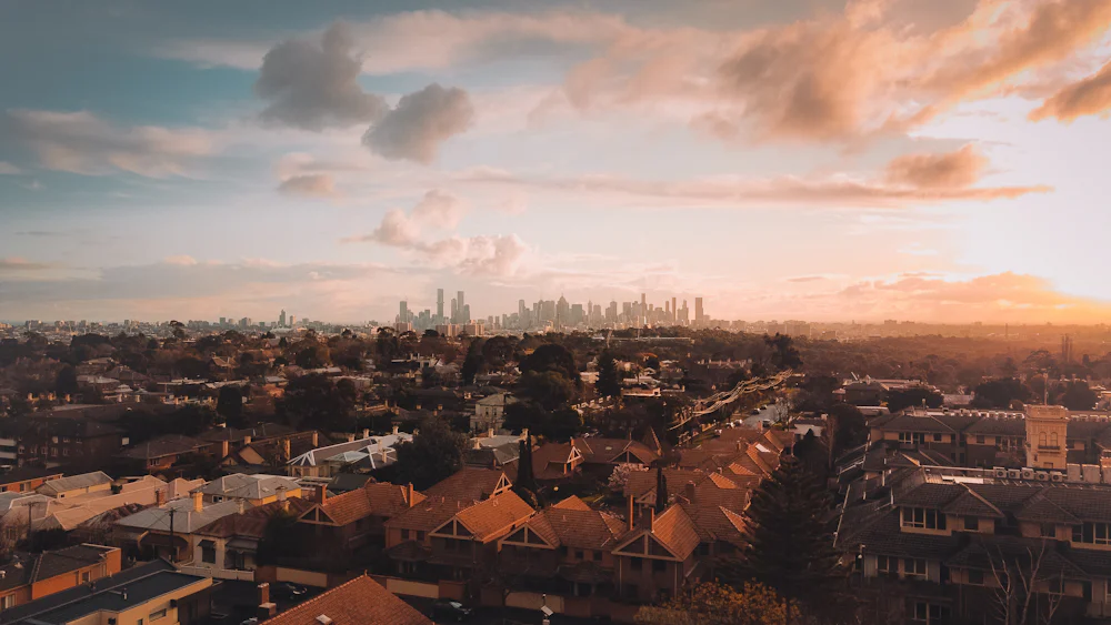 Aerial view of Australian suburban strata and residential precincts