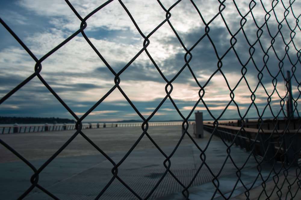 grey metal chain link fence