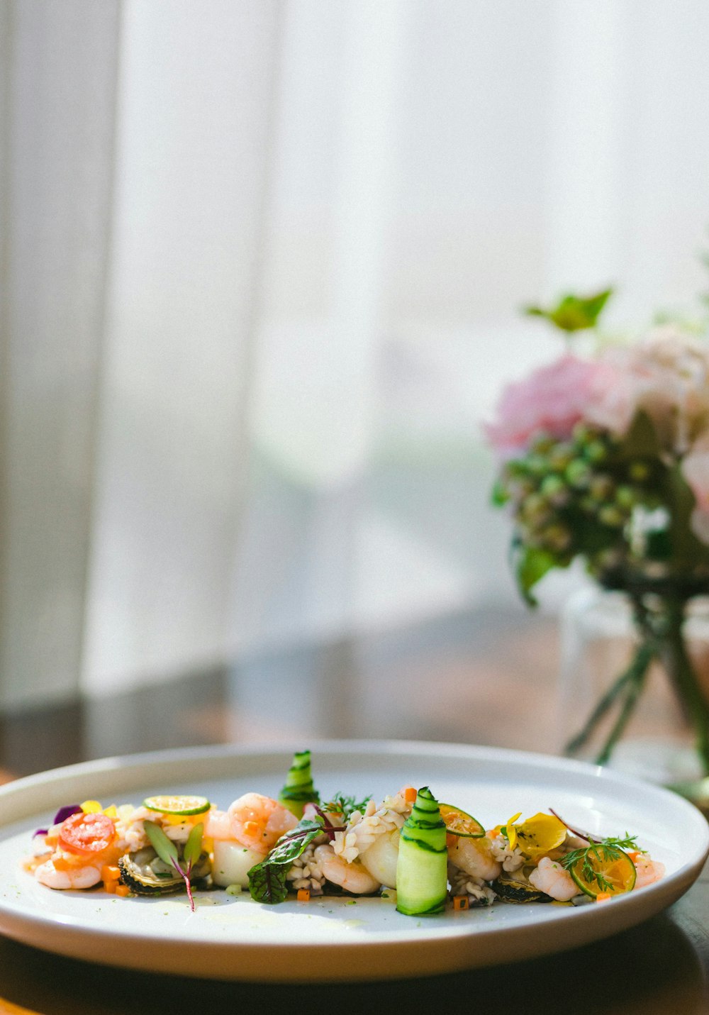 white ceramic plate with vegetable salad