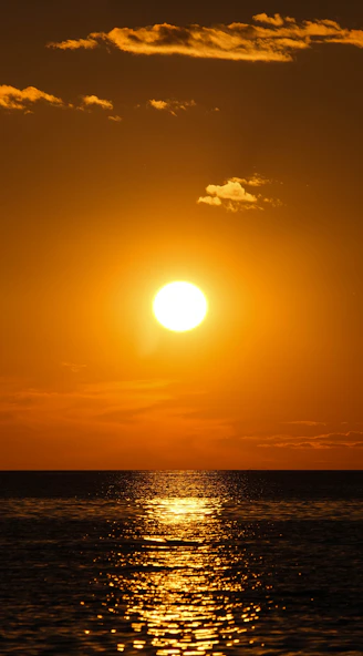 body of water during sunset