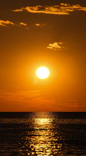 body of water during sunset