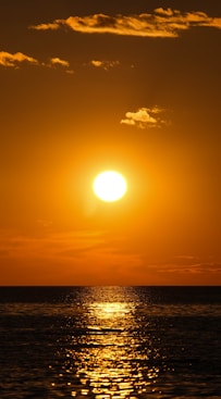 body of water during sunset