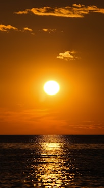body of water during sunset