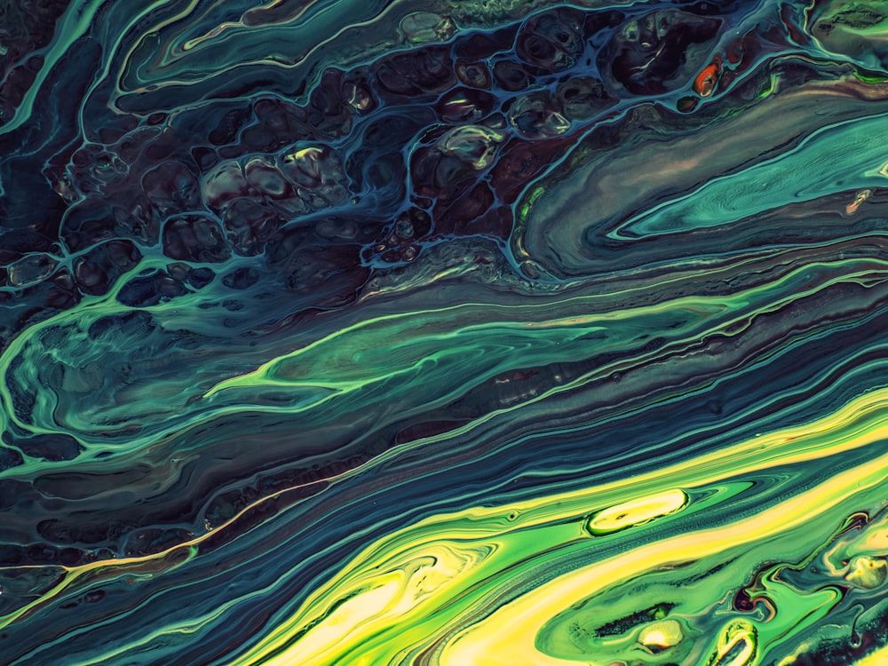 green and black abstract painting