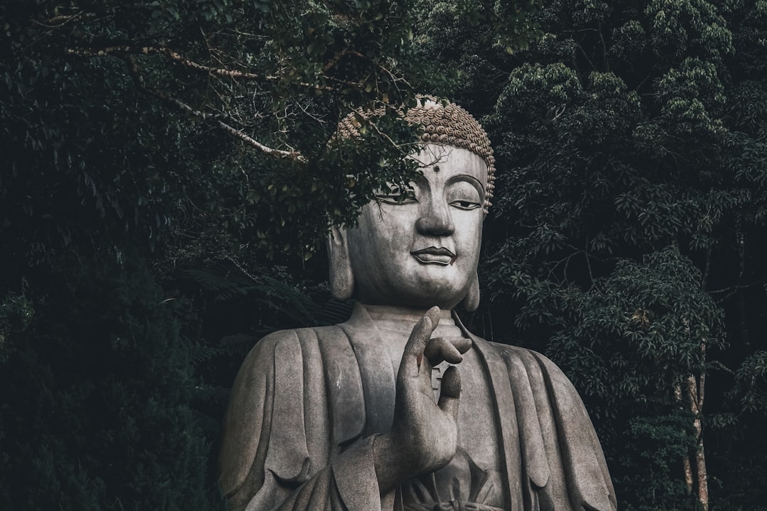 gray concrete statue near green trees during daytime