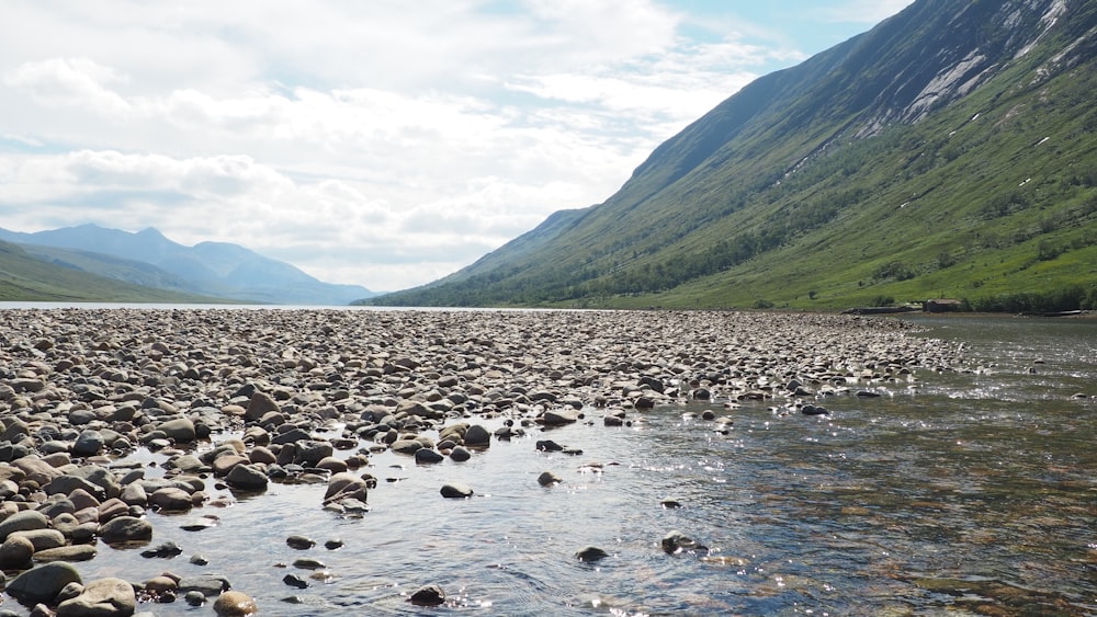 gray rocks on river during daytime