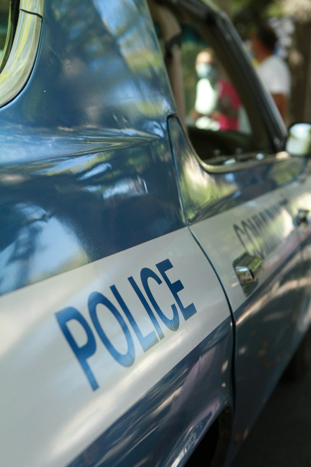 black and white police car