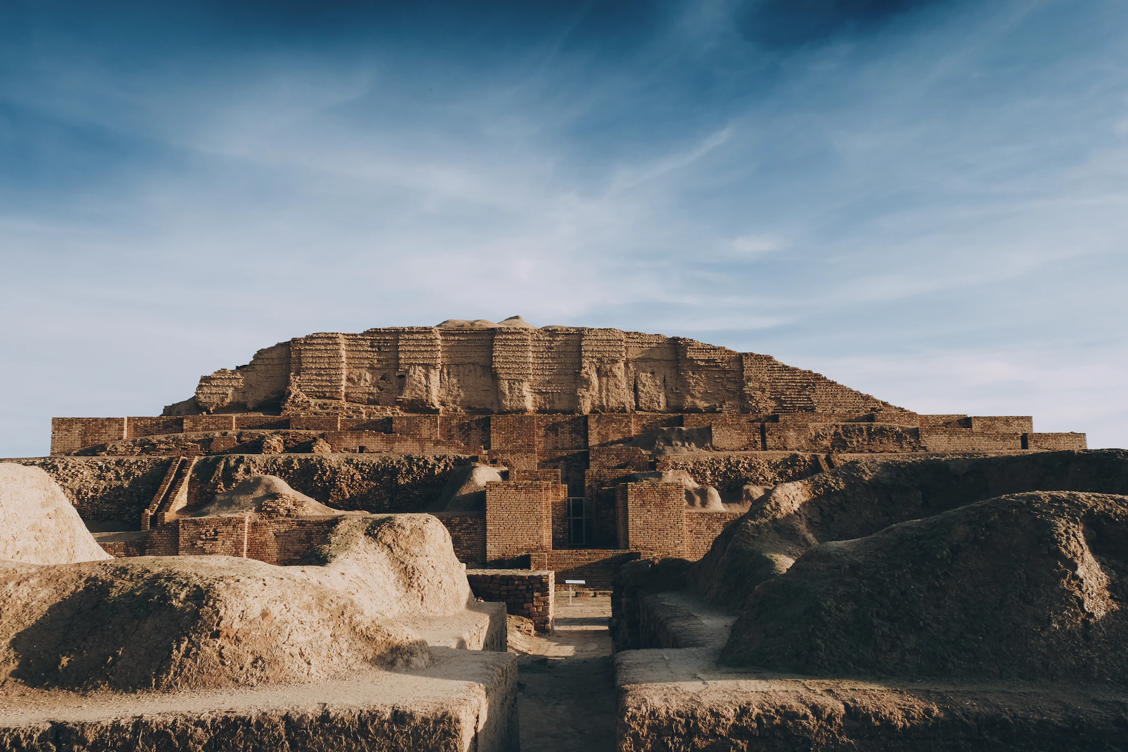 Stone fortress on a mountain ridge overlooking the countryside