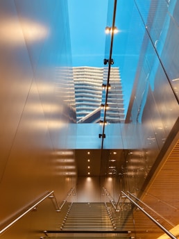 white and blue building during night time
