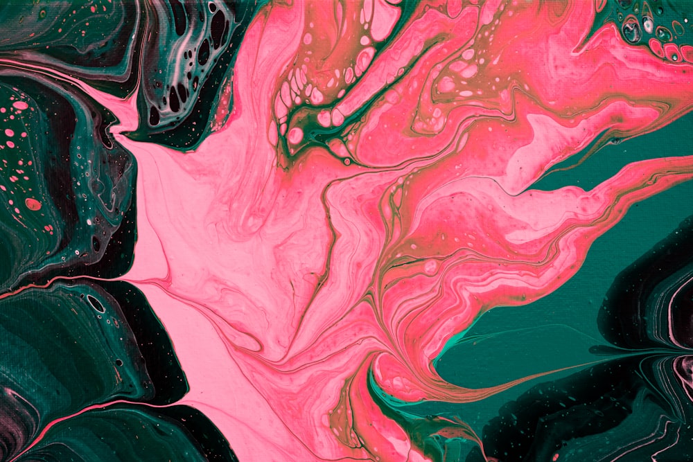 pink black and teal abstract painting