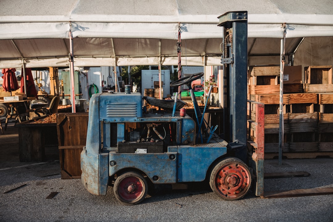 blue and brown wooden cart